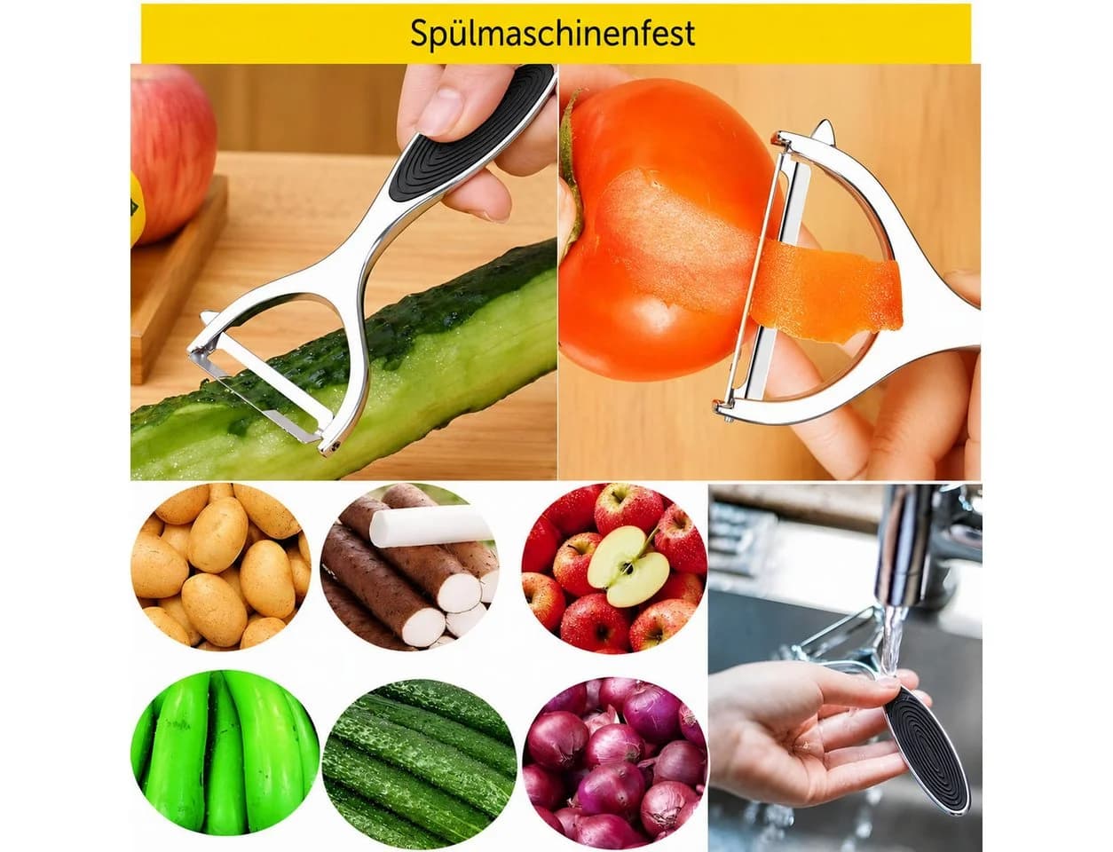 Fyrove Sparschäler 2er Set Edelstahl Y- & I-Form mit Zitrusmessern - Bild 5