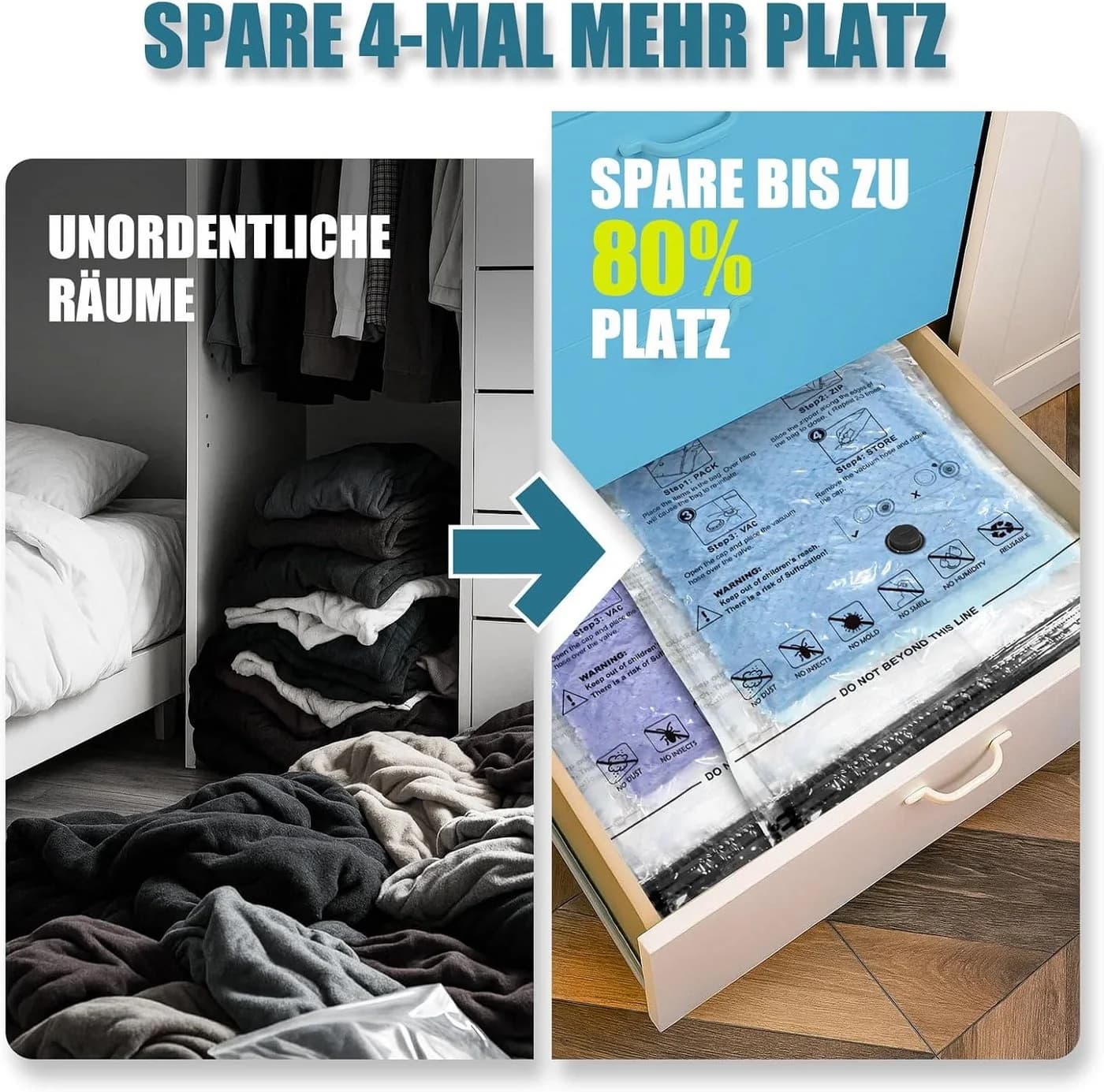 Forrlite Vakuumbeutel für Kleidung 17-teilig mit Handpumpe