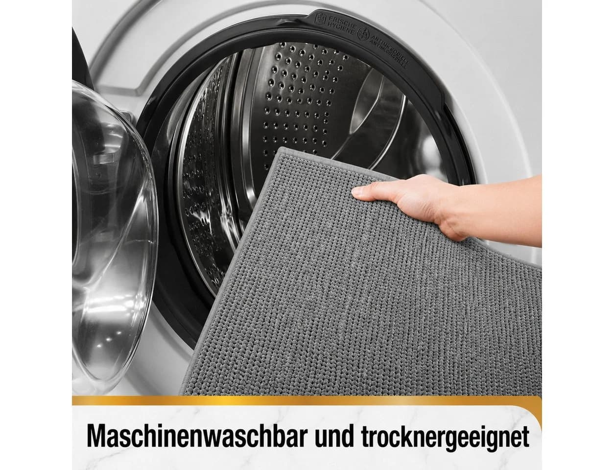 Forrlite Badematte Hellgrau Mikrofaser rutschfest saugstark - Bild 4