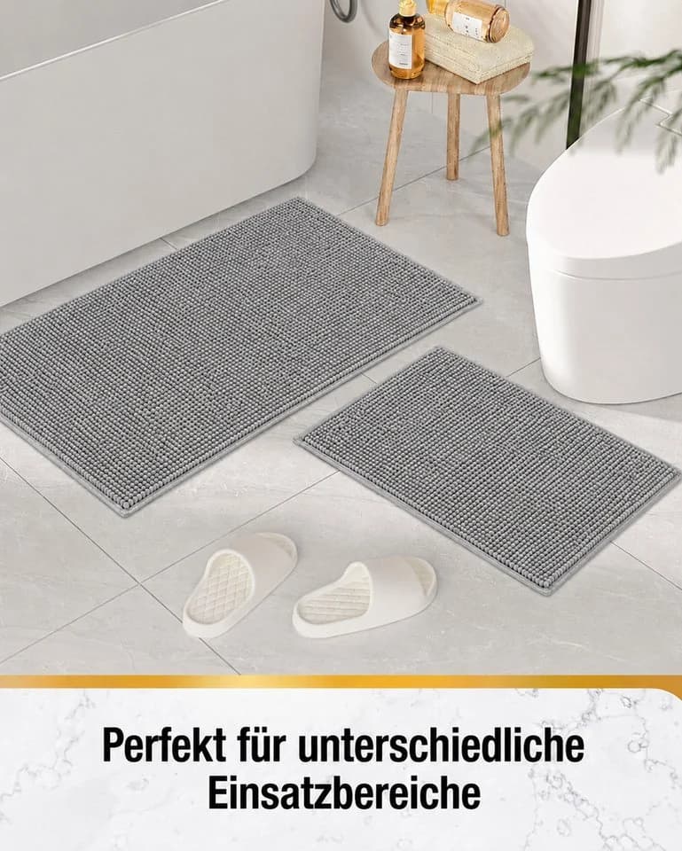 Forrlite Badematte Hellgrau Mikrofaser rutschfest saugstark - Bild 5