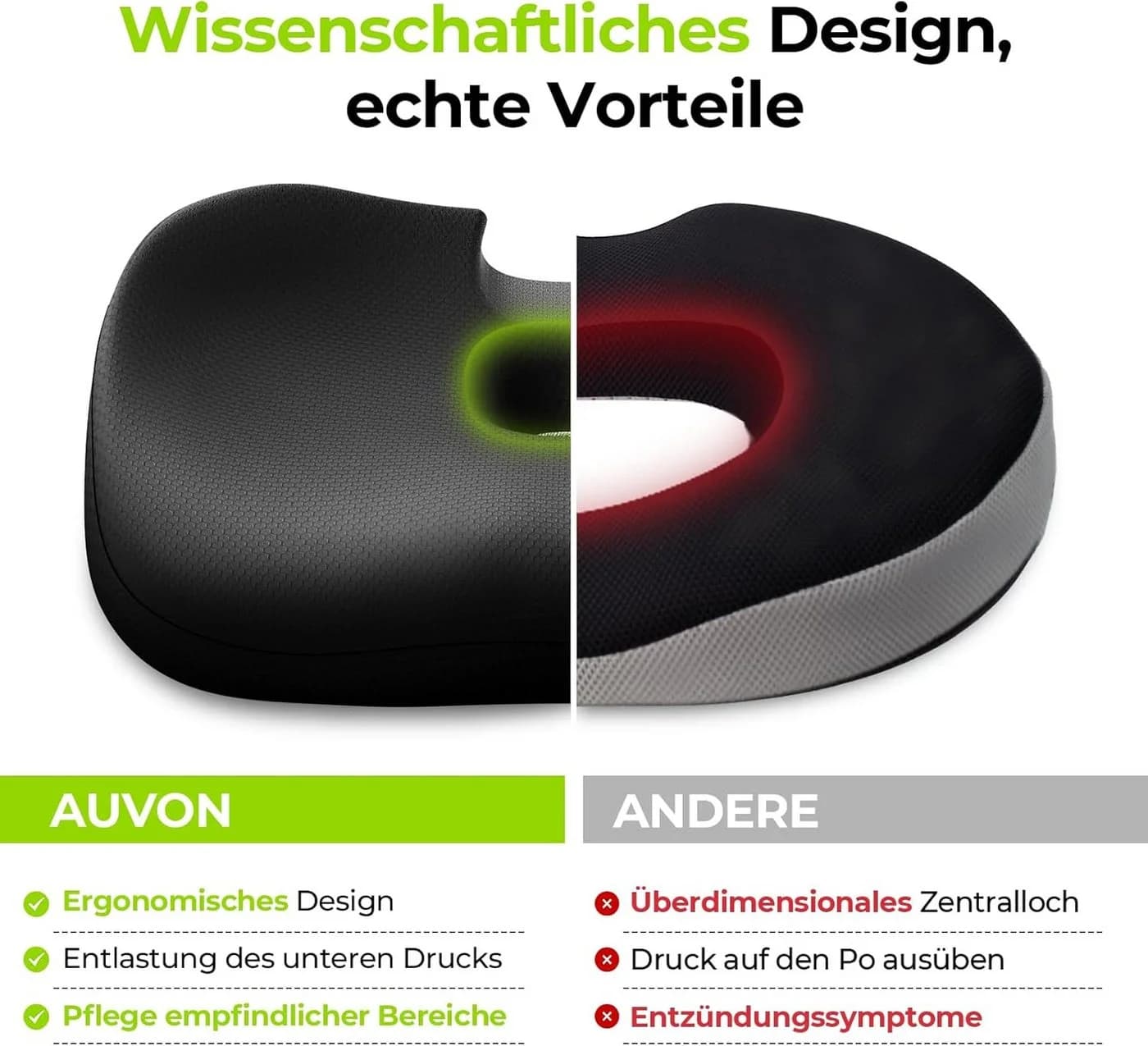 Fyrove Orthopädisches Sitzkissen Schwarz Ergonomisch - Bild 4