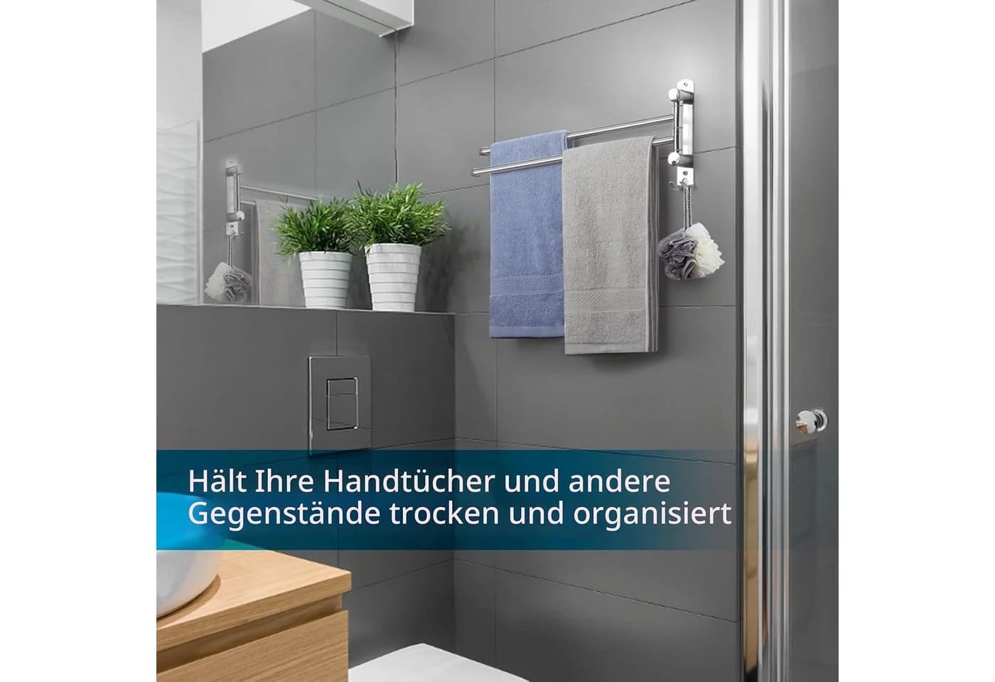 Forrlite Handtuchhalter Wand 180° drehbar Edelstahl Silber - Bild 3