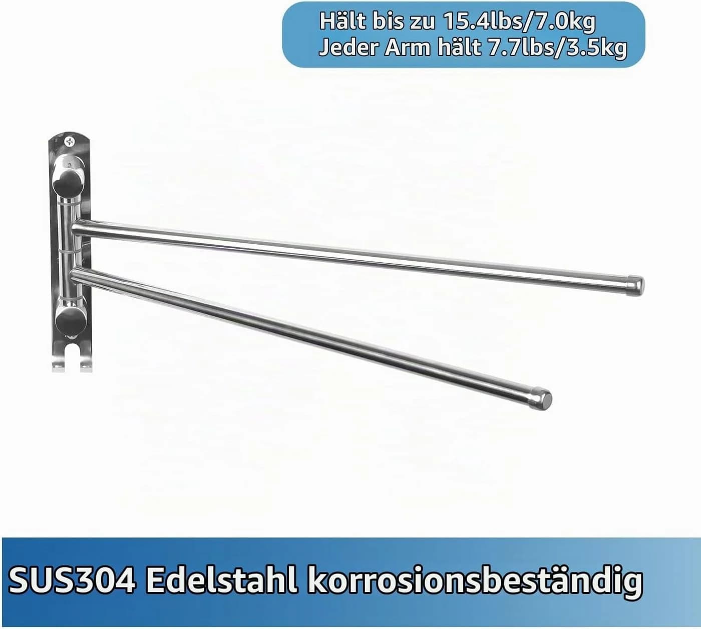 Forrlite Handtuchhalter Wand 180° drehbar Edelstahl Silber - Bild 5