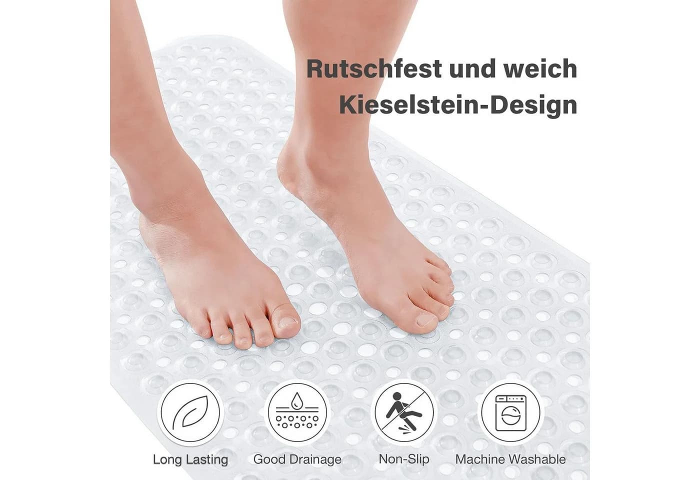 Forrlite Badewannenmatte rutschfest 100x40cm Transparent