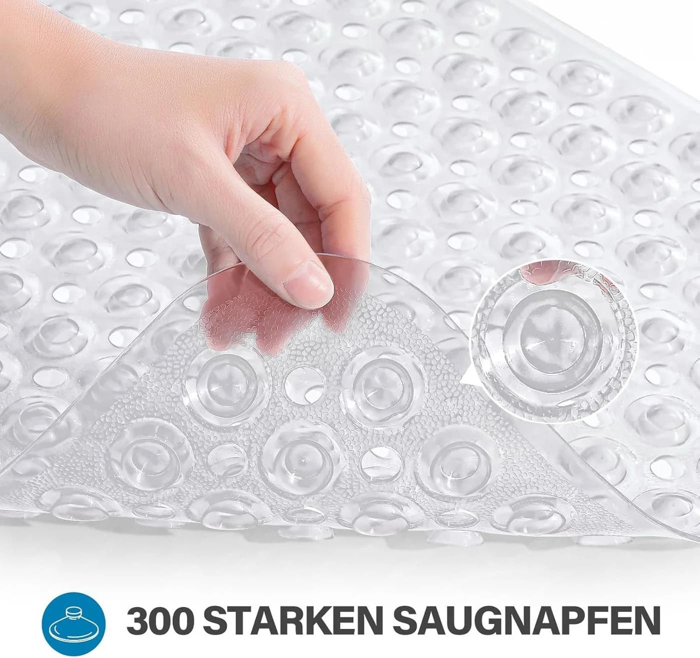 Forrlite Badewannenmatte rutschfest 100x40cm Transparent - Bild 3