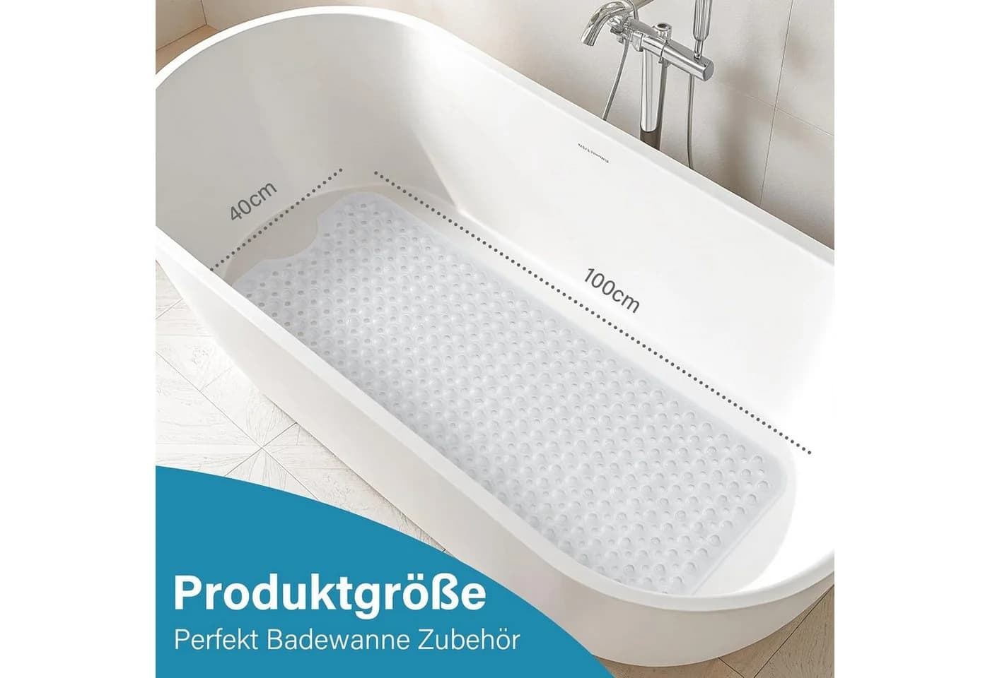 Forrlite Badewannenmatte rutschfest 100x40cm Transparent - Bild 4
