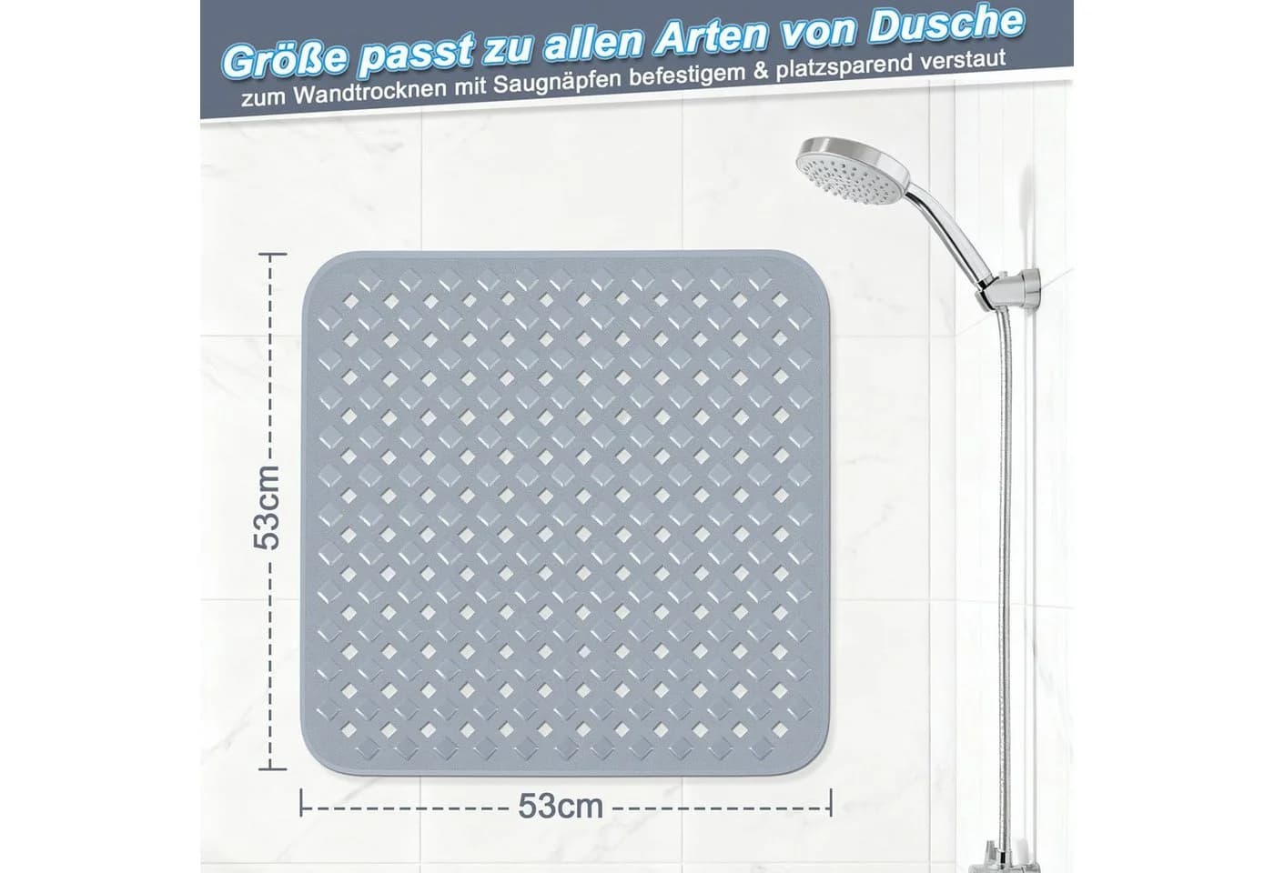 Forrlite Antirutschmatte Duschmatte 53x53 cm Blau