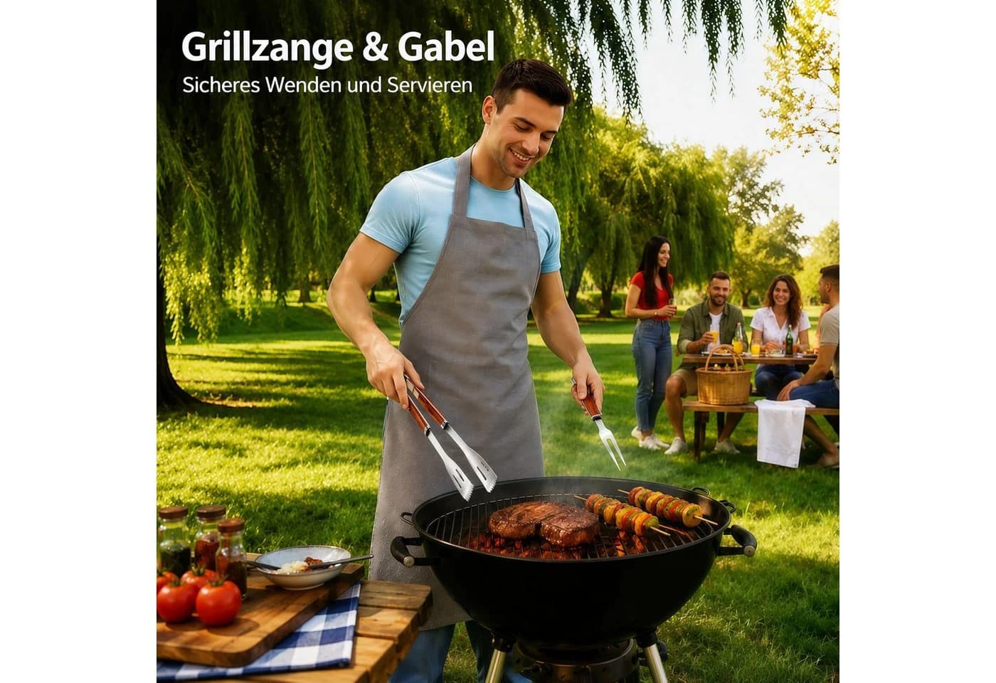 Forrlite Grillbesteck-Set 11-teilig Edelstahl Schwarz - Bild 5