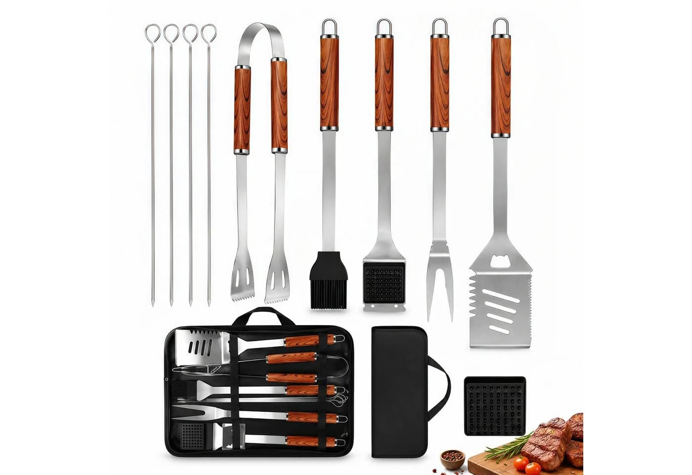 ibettertec Grillbesteck-Set 11-tlg. Edelstahl Schwarz - Bild 2