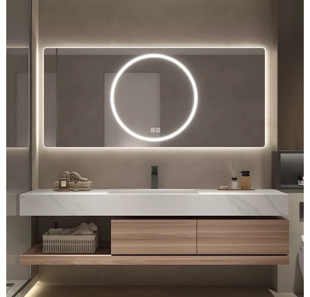 Muxing Badmöbel-Set mit Sinterstein-Becken, LED-Spiegel & Unterschrank - Bild 2