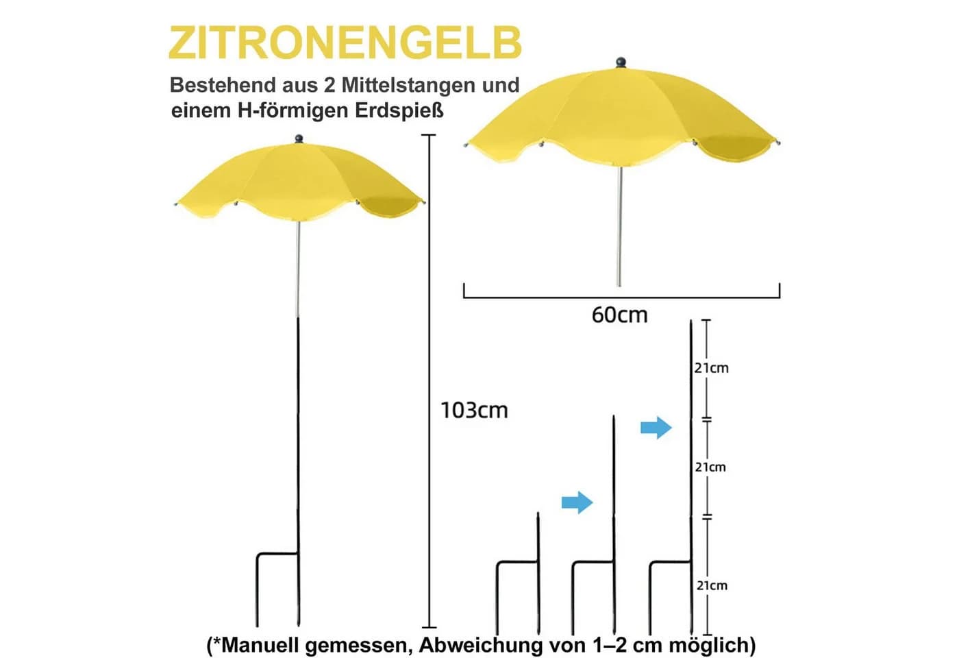 Mutig Pflanzenschirm 2er Set Gelb UV-Schutz Garten