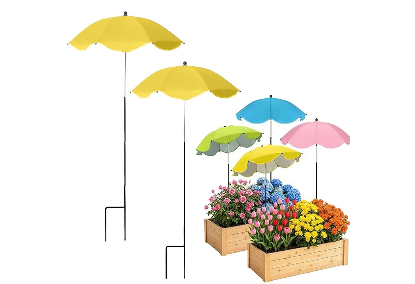 Mutig Pflanzenschirm 2er Set Gelb UV-Schutz Garten - Bild 2