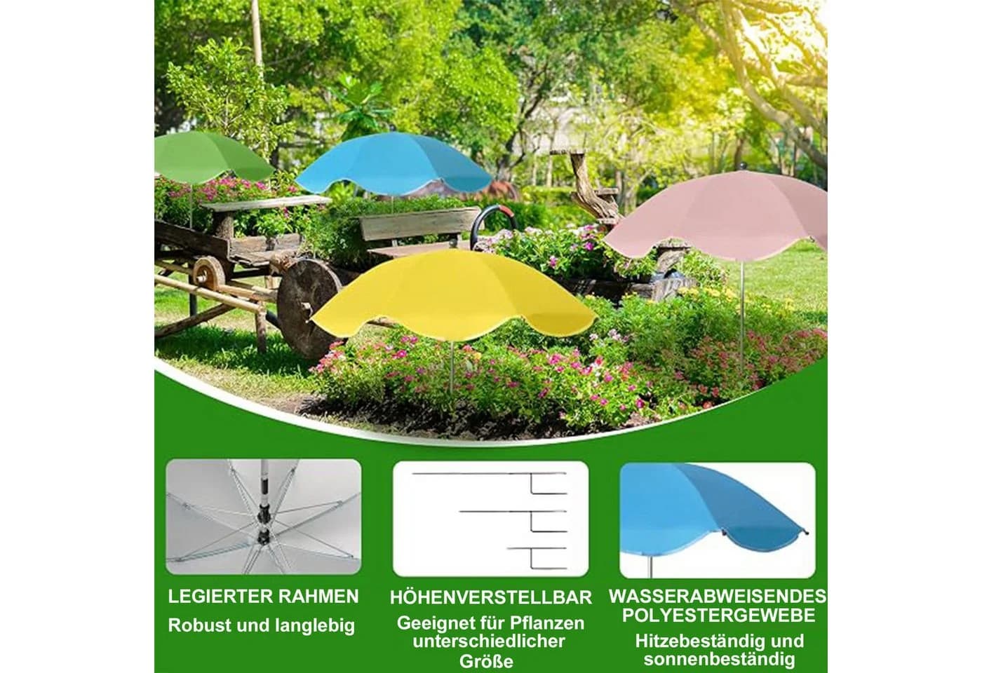 Mutig Pflanzenschirm 2er Set Gelb UV-Schutz Garten - Bild 3