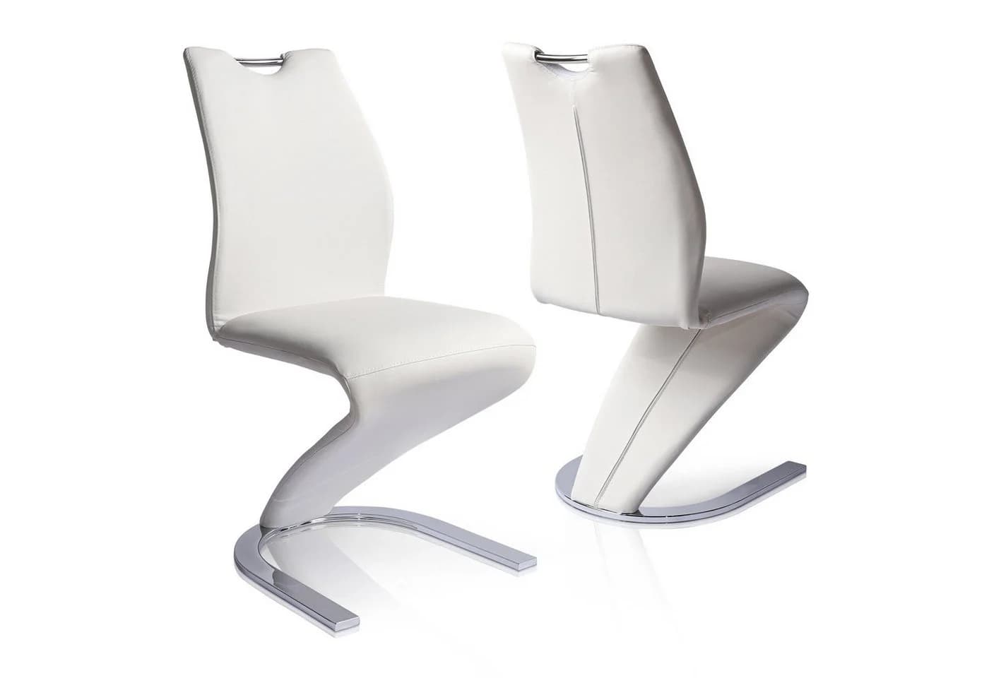 Jiexi Freischwinger 2er Set Weiß Kunstleder Modern - Bild 2