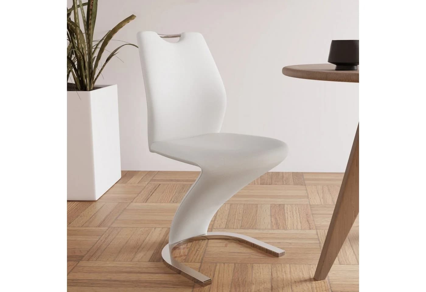Jiexi Freischwinger 2er Set Weiß Kunstleder Modern - Bild 4