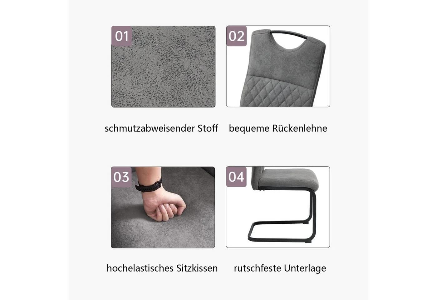Jiexi Esszimmerstuhl Gepolstert Grau - Bild 3