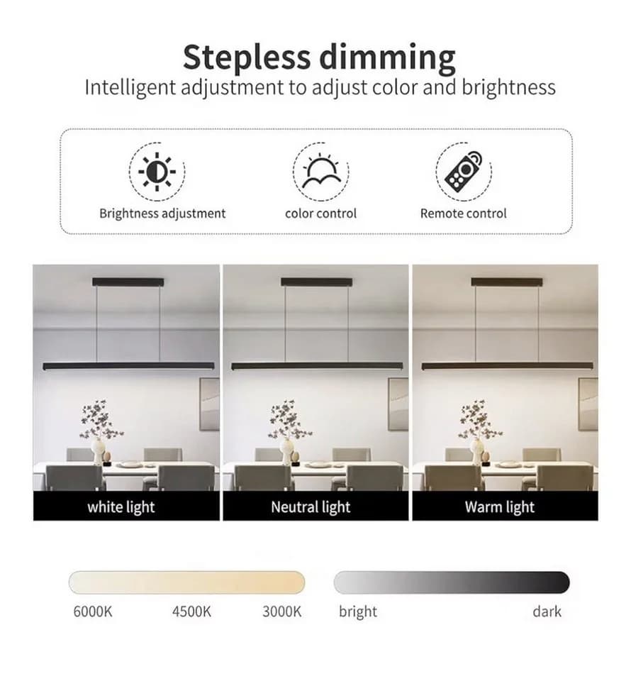 SenFay LED Pendelleuchte 120 cm linear dimmbar höhenverstellbar