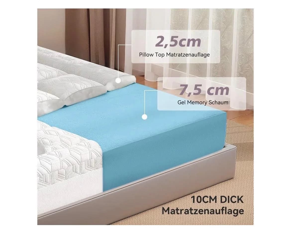 UE Premium Gel Memory Foam Topper H2 10 cm Bambusbezug