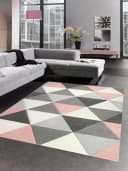 Carpetia Teppich Dreieck Rosa Grau Creme Kurzflor Bild 2