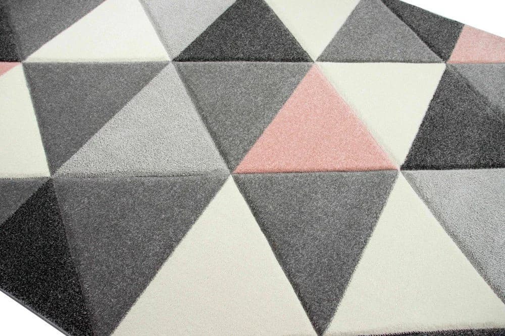 Carpetia Teppich Dreieck Rosa Grau Creme Kurzflor - Bild 3