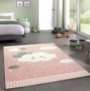 Carpetia Kinderteppich Wolken Rosa, Rechteckig, 13 mm Bild 2