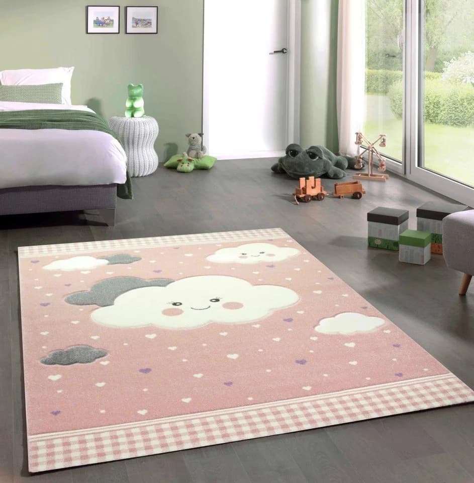 Carpetia Kinderteppich Wolken Rosa, Rechteckig, 13 mm - Bild 2