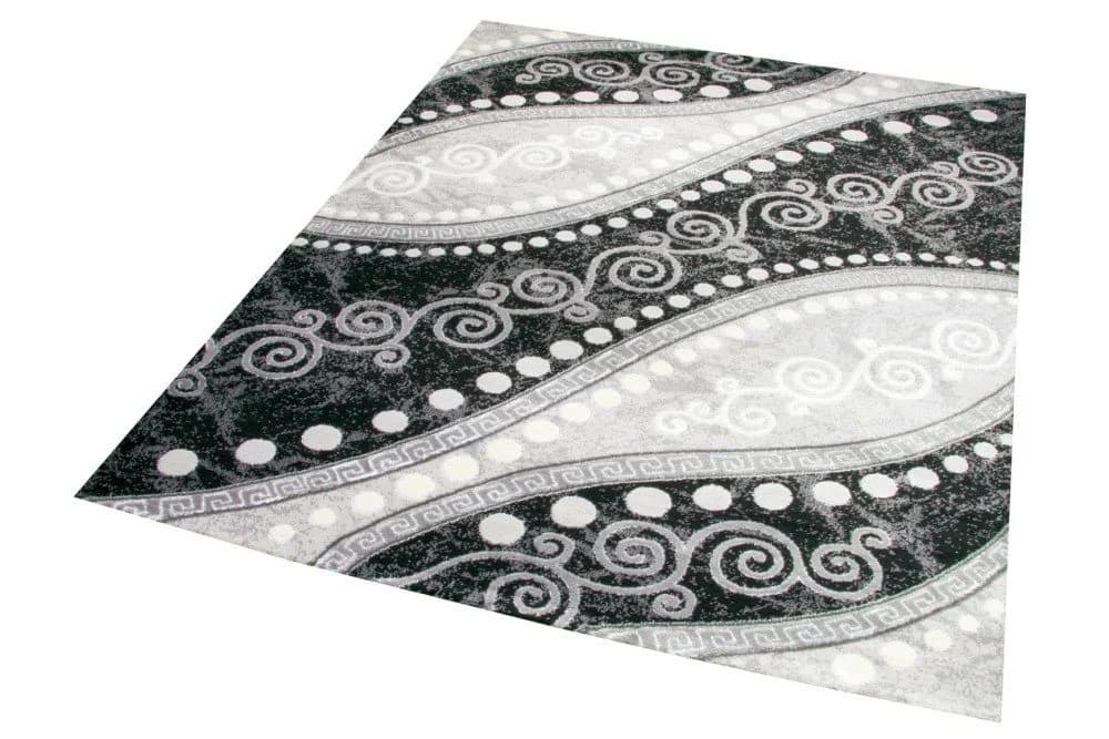 Carpetia Teppich Modern Ornamente mit Glitzer Grau Schwarz Creme Rechteckig