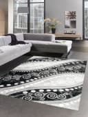 Carpetia Teppich Modern Ornamente mit Glitzer Grau Schwarz Creme Rechteckig Bild 2