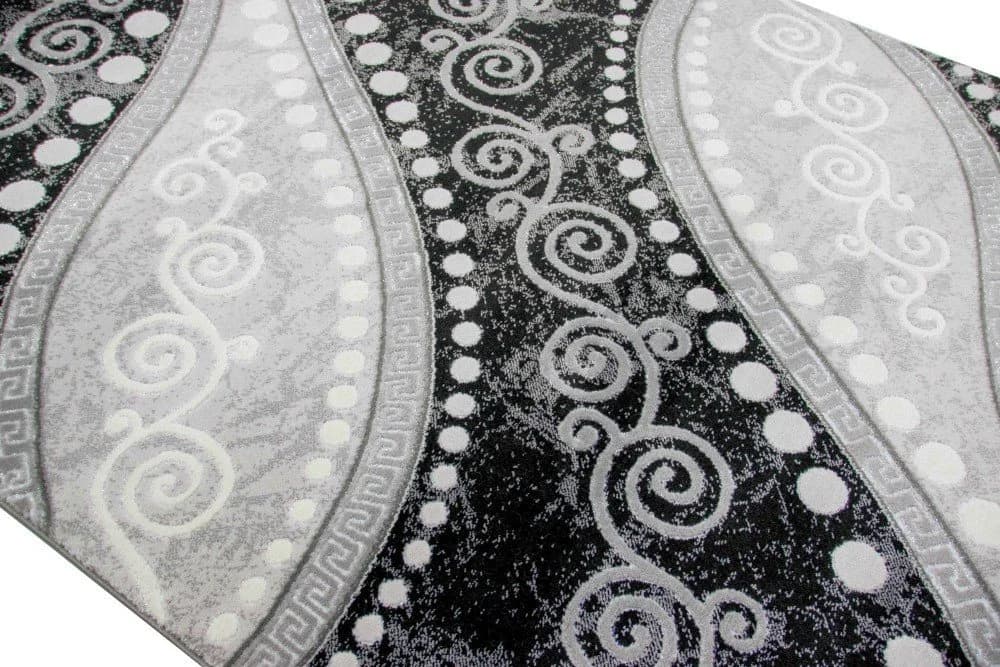 Carpetia Teppich Modern Ornamente mit Glitzer Grau Schwarz Creme Rechteckig - Bild 3