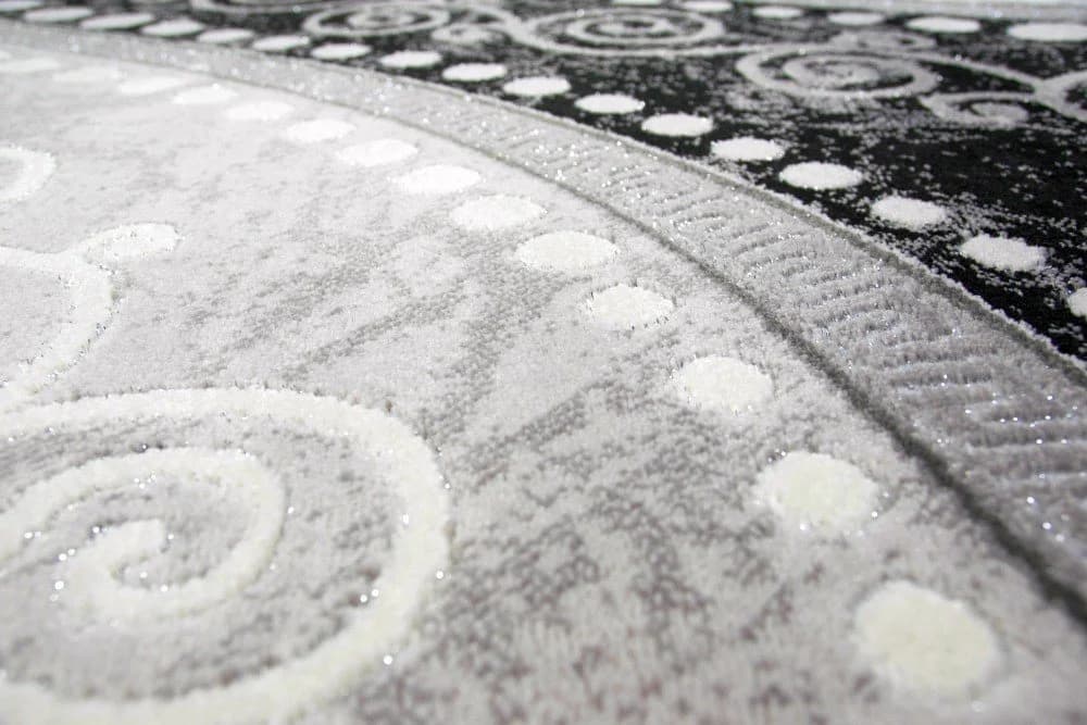 Carpetia Teppich Modern Ornamente mit Glitzer Grau Schwarz Creme Rechteckig - Bild 4