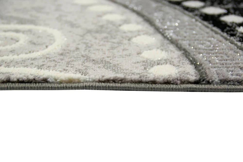 Carpetia Teppich Modern Ornamente mit Glitzer Grau Schwarz Creme Rechteckig - Bild 5