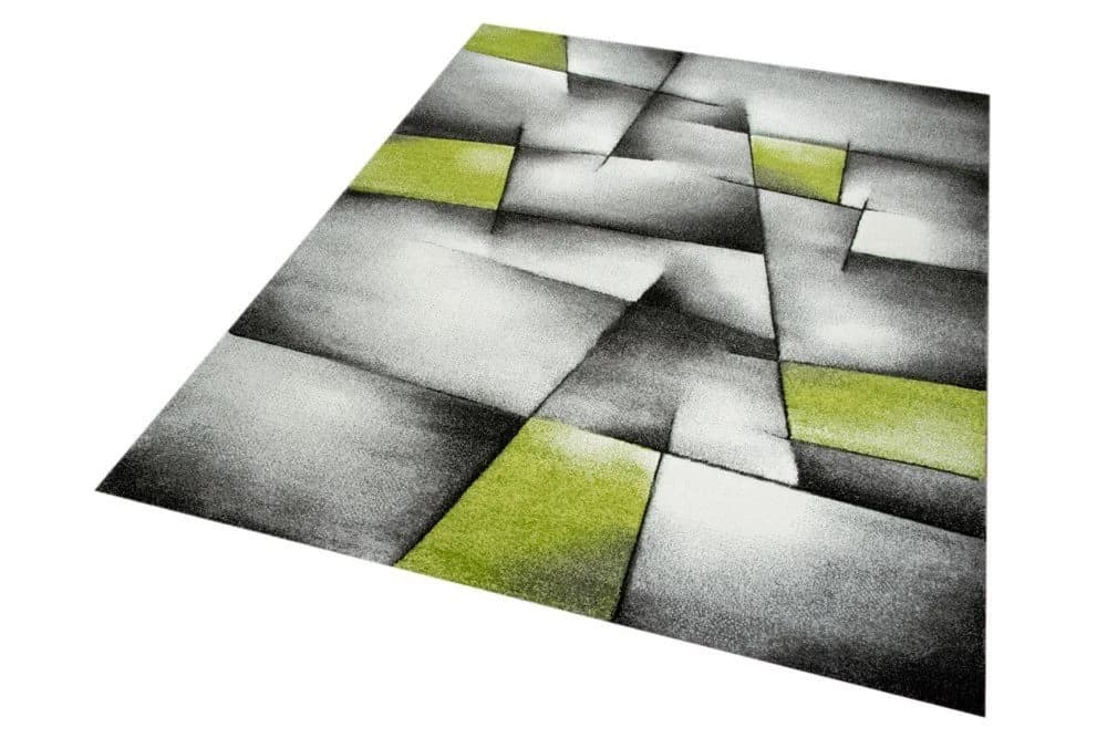 Carpetia Wohnzimmerteppich Kurzflor Abstrakt Grün Grau 13 mm