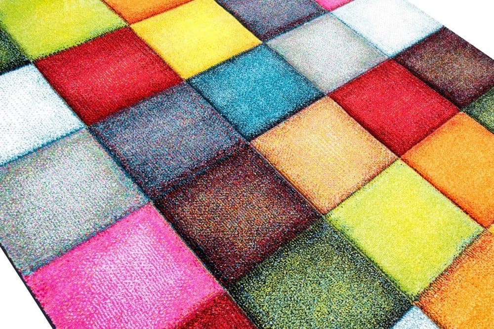 Carpetia Teppich Modern Karo Bunt Gelb Rot Blau Grün - Bild 3