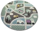 Carpetia Kinderteppich Straßenteppich Auto Blau/Grün Rund Bild 3