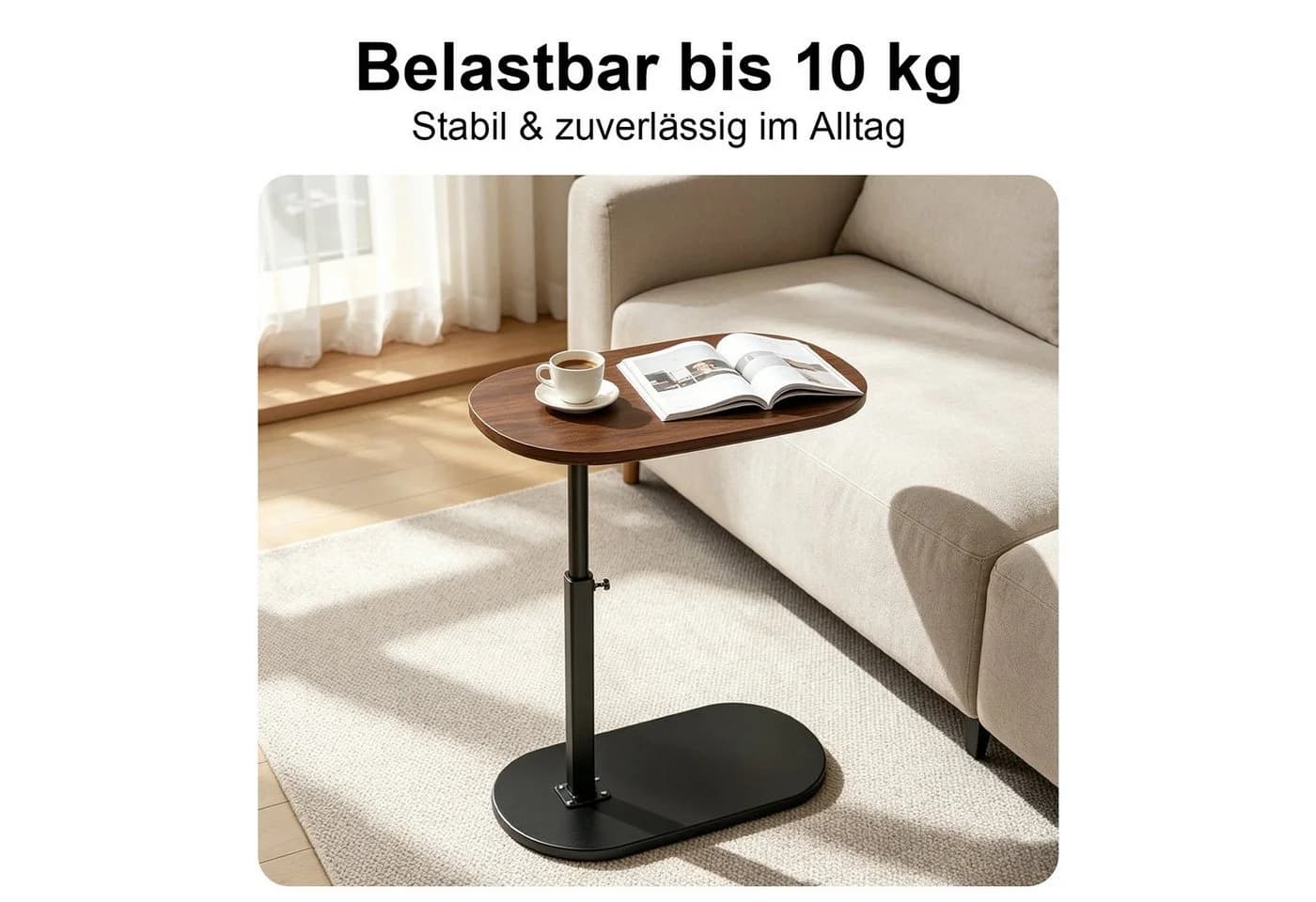 SURFOU Beistelltisch C-Form Höhenverstellbar 40-80 cm