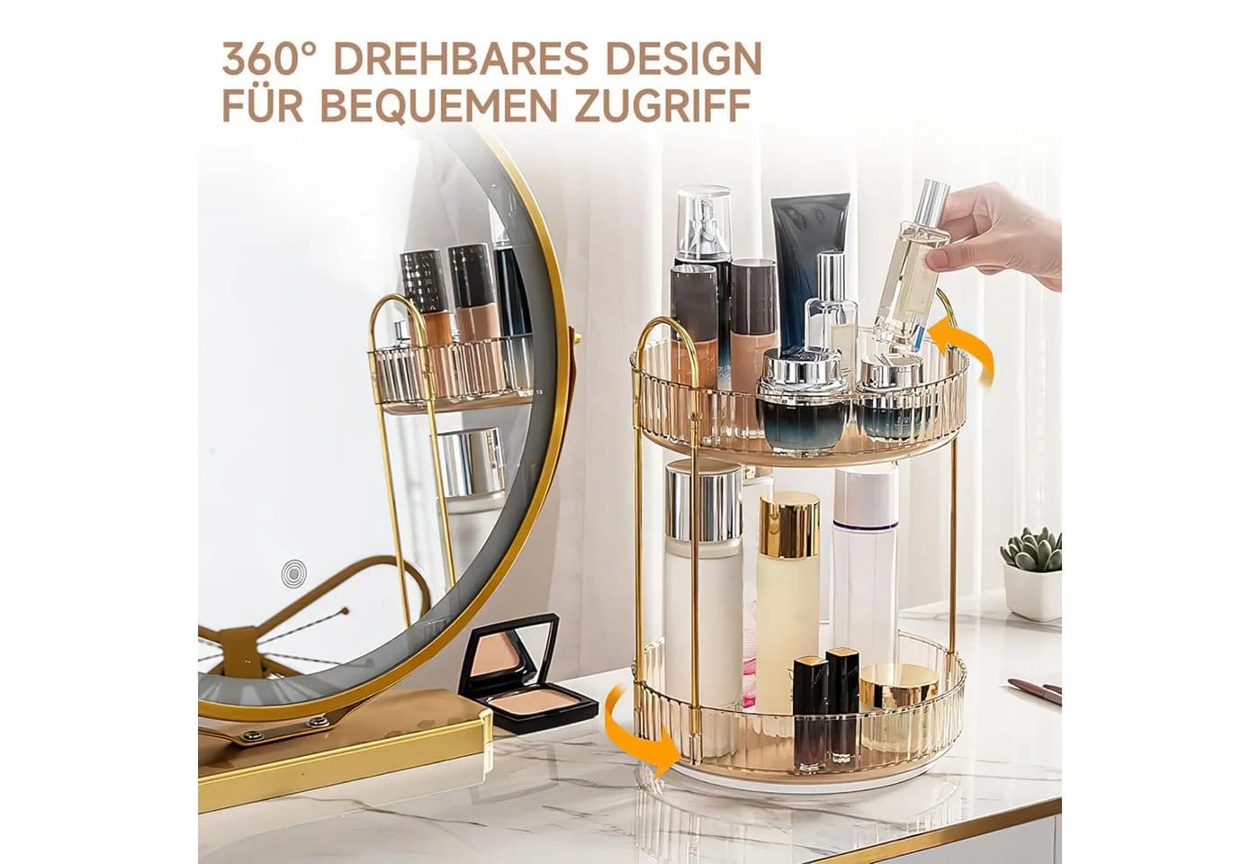 SURFOU Make Up Organizer 360° Drehbar Kosmetikaufbewahrung 2 Schichten - Bild 4