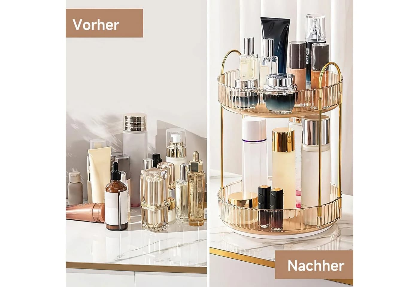 SURFOU Make Up Organizer 360° Drehbar Kosmetikaufbewahrung 2 Schichten - Bild 5