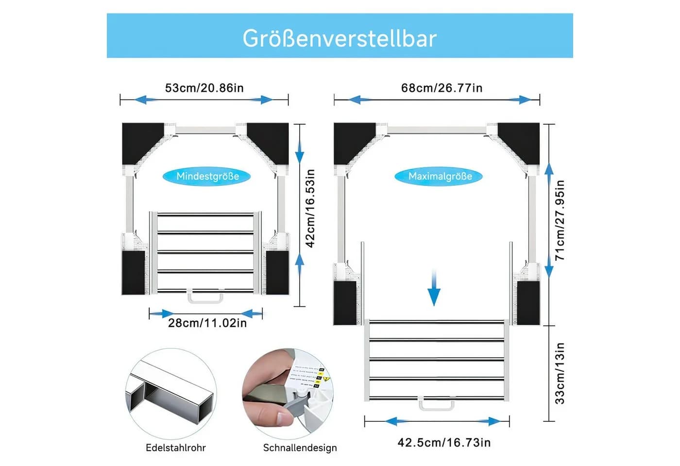 Refined Living Waschmaschinenuntergestell Universal Stahl Weiß