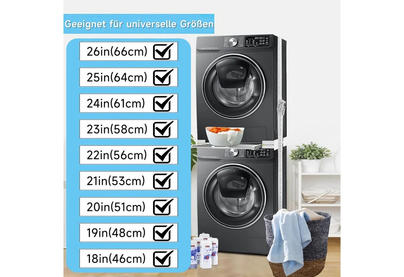 Refined Living Waschmaschinenuntergestell Universal Stahl Weiß - Bild 4