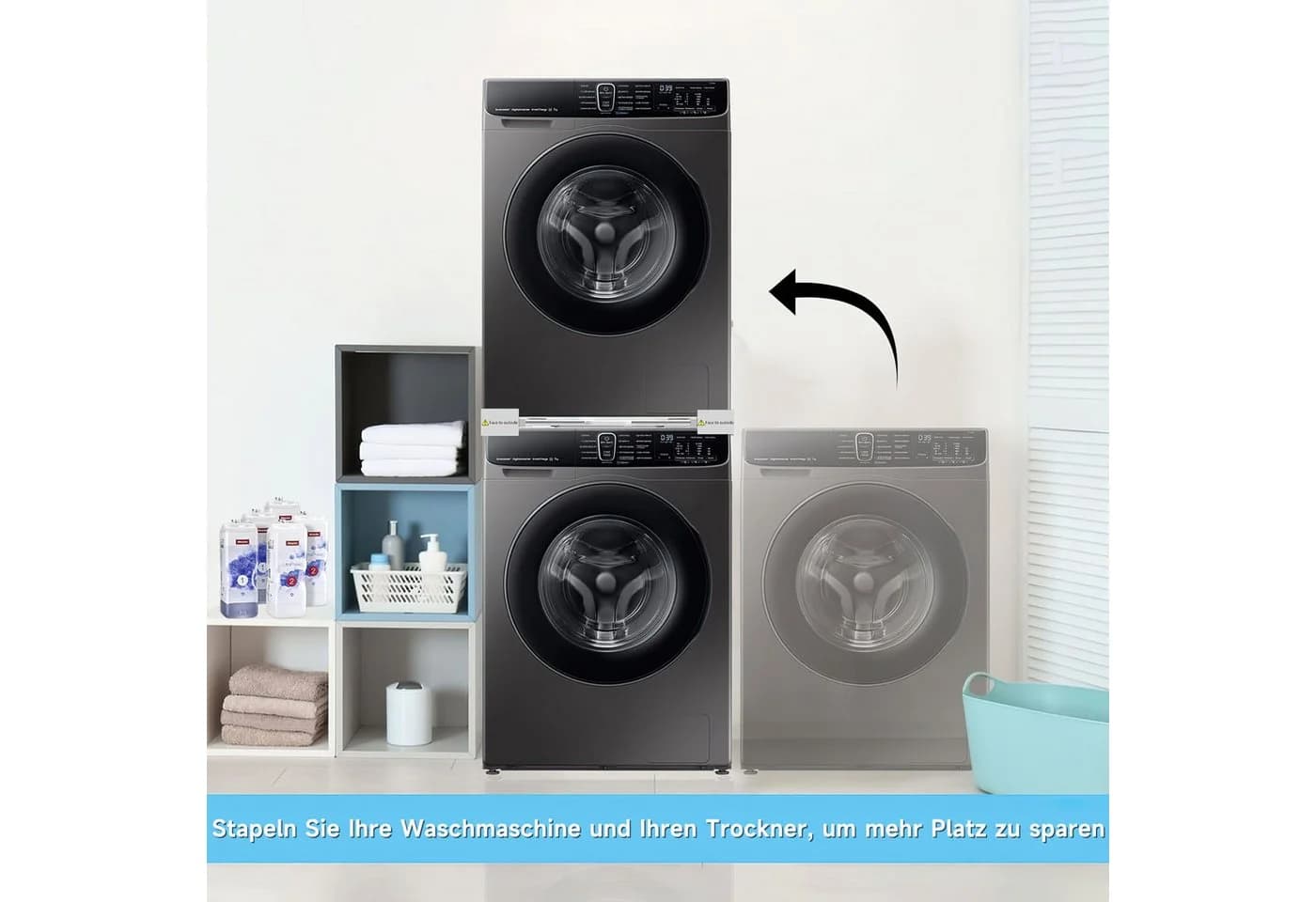 Refined Living Waschmaschinenuntergestell Universal Stahl Weiß - Bild 5