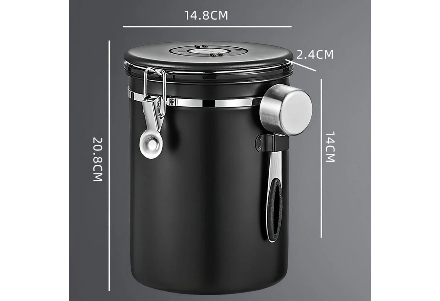 Refined Living Kaffeedose 2800 ml Luftdicht Edelstahl Schwarz