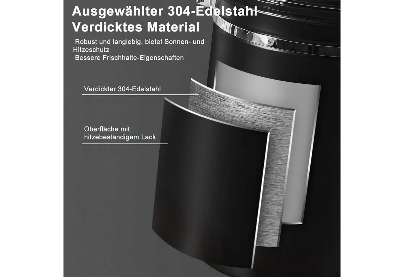 Refined Living Kaffeedose 2800 ml Luftdicht Edelstahl Schwarz - Bild 3