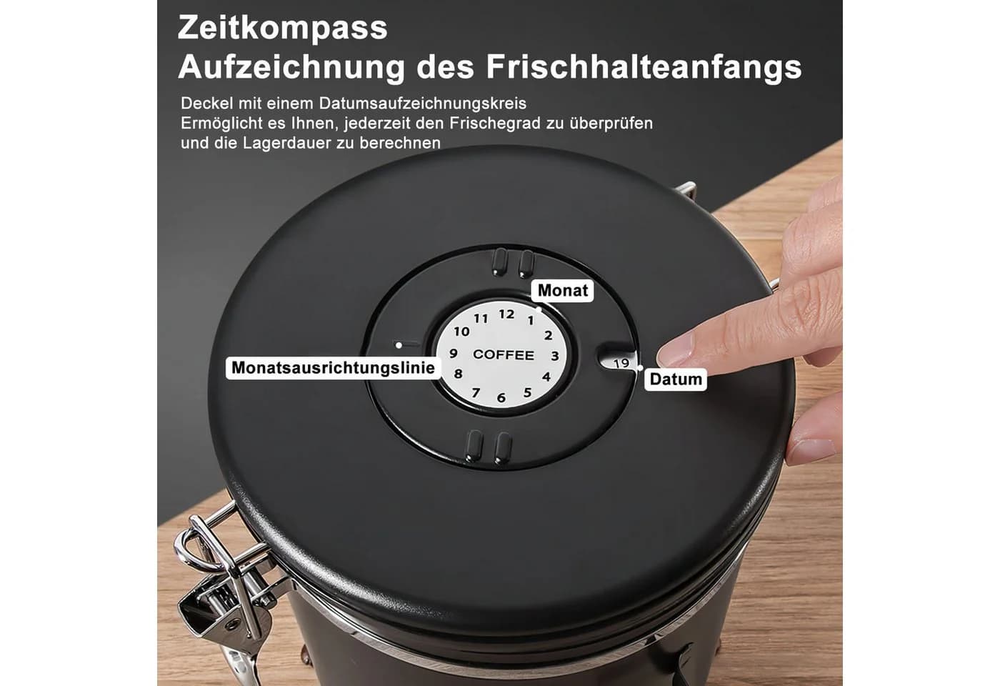 Refined Living Kaffeedose 2800 ml Luftdicht Edelstahl Schwarz - Bild 5