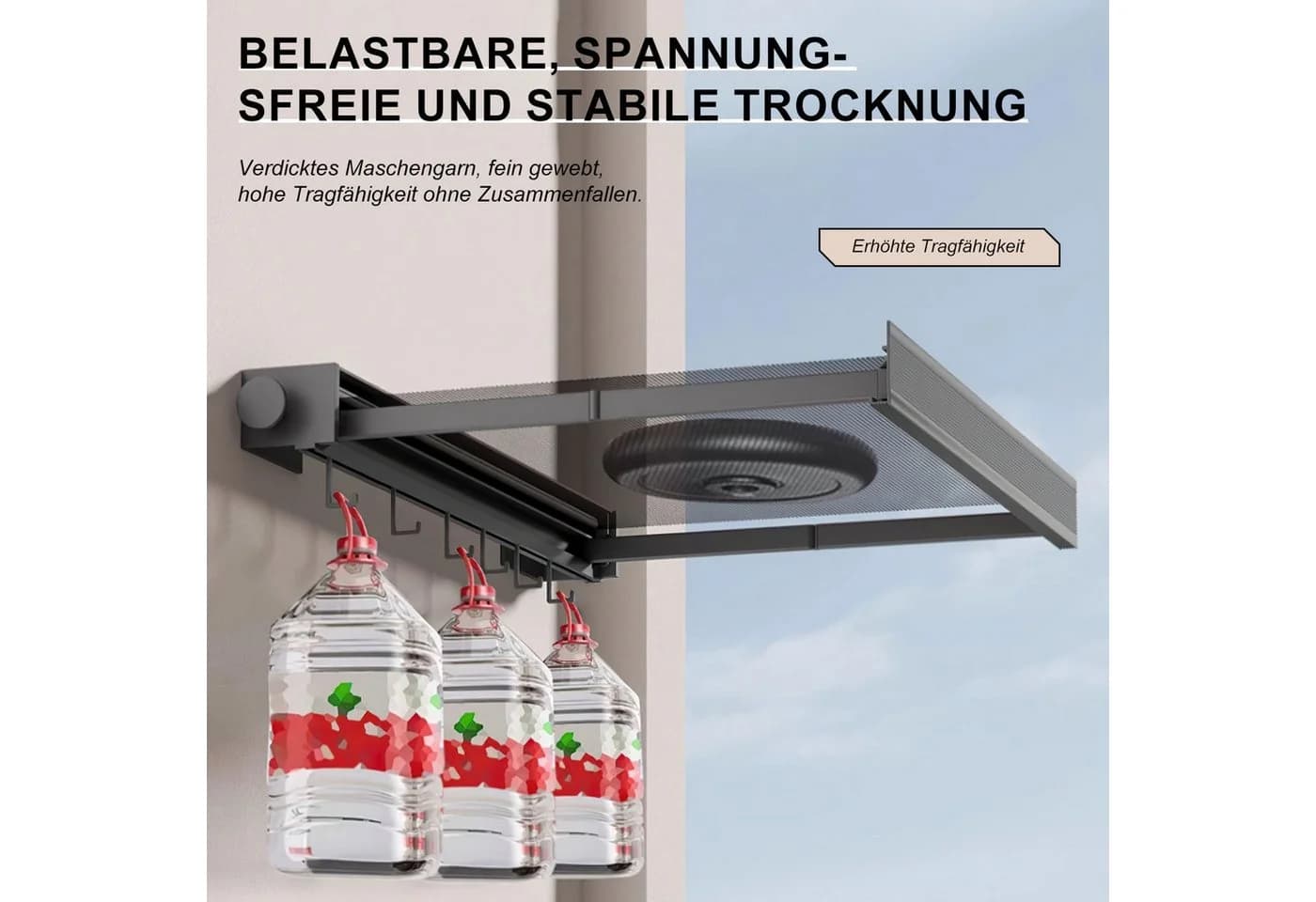 Refined Living Handtuchhaken Wandhaken Handtuchhalter Einziehbarer mit 6 Hakens Wandwäschetrockner, Aluminium - Bild 5