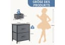 Refined Living Nachttisch 2 Schubladen Grau Metallgestell Bild 1