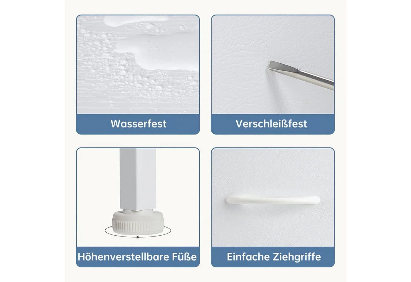Refined Living Nachttisch 2 Schubladen Weiß Stahlrahmen - Bild 5