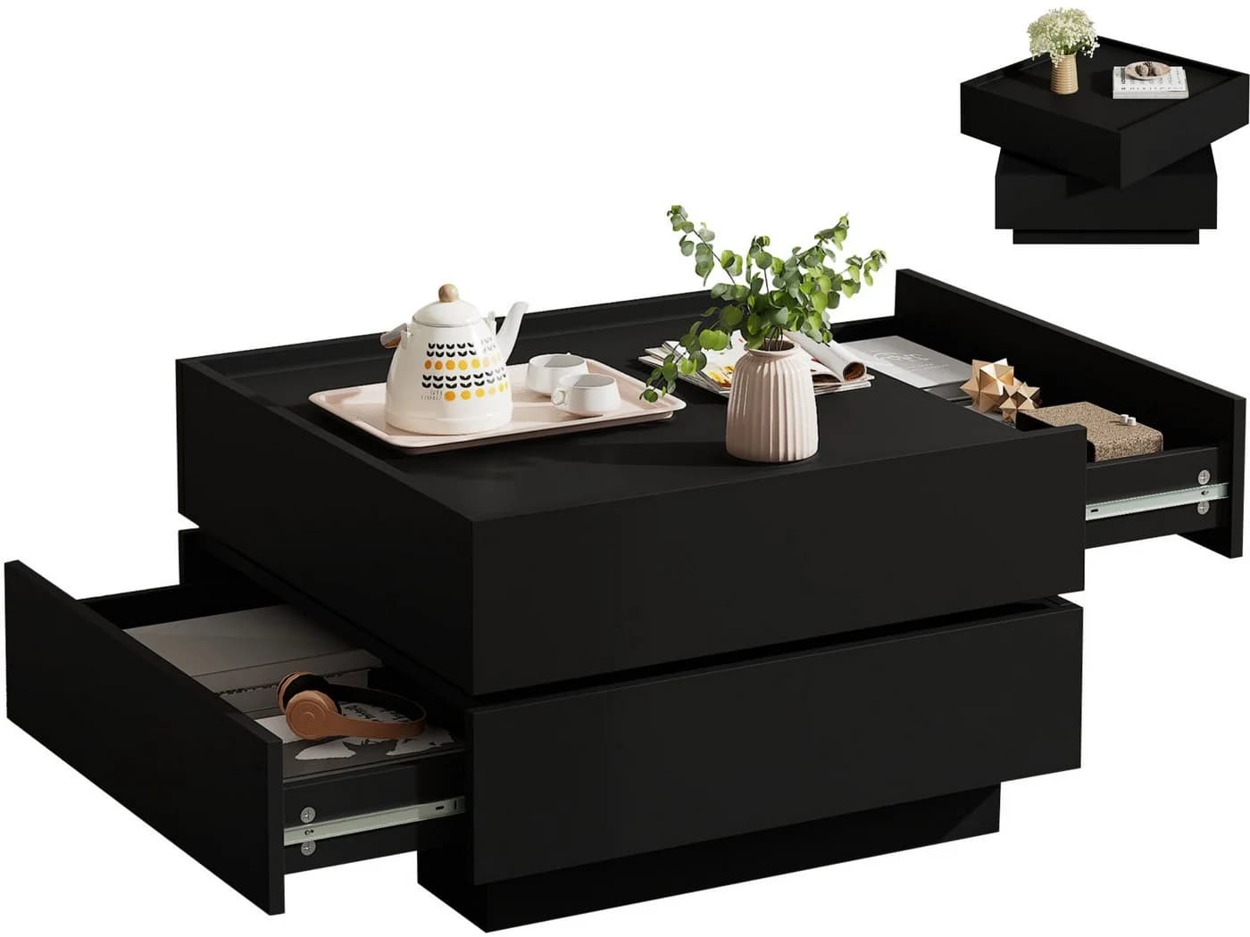 SeedWave Couchtisch Sofatisch 360° Drehbar Weiß - Bild 2