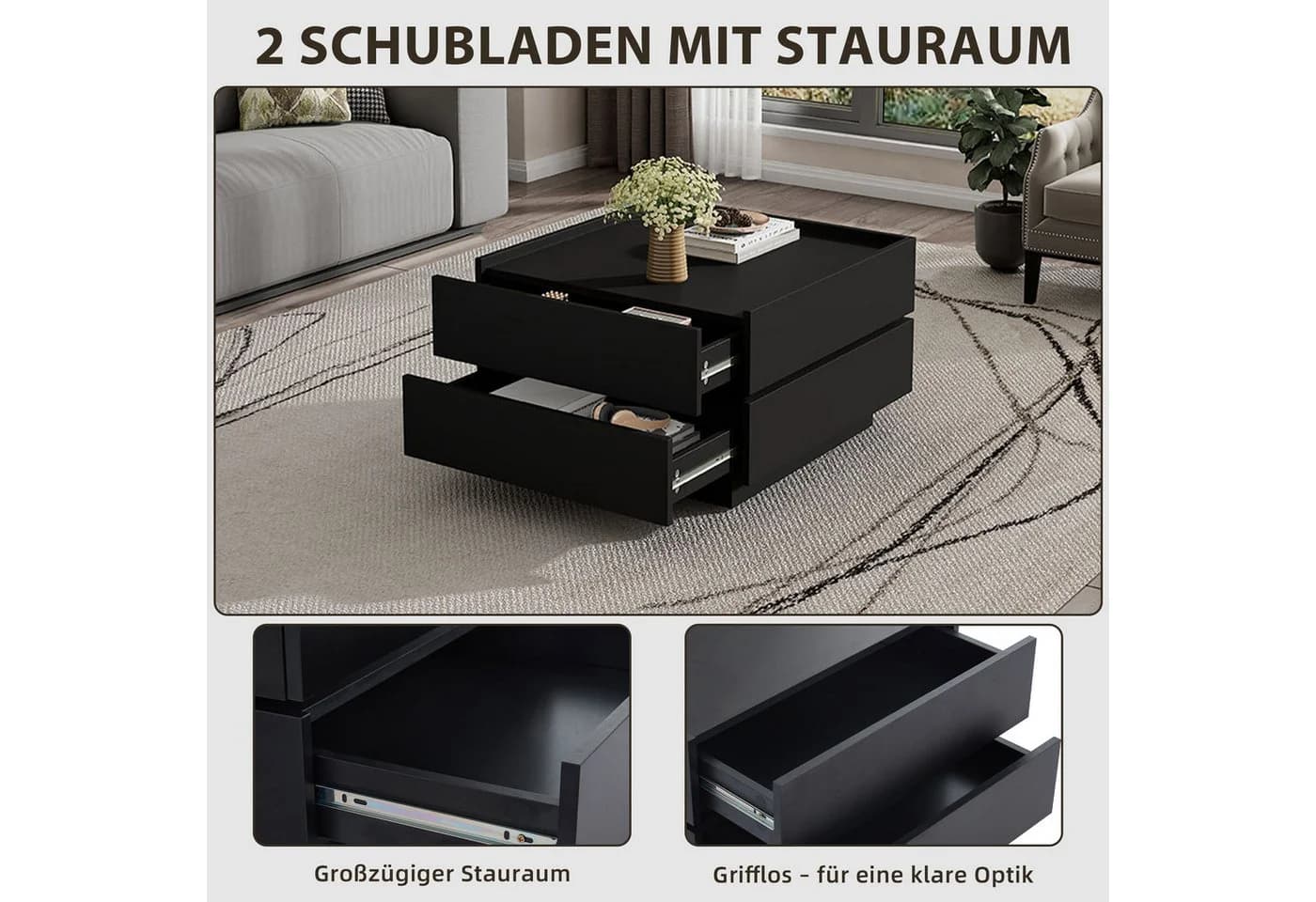 SeedWave Couchtisch Sofatisch 360° Drehbar Weiß - Bild 4