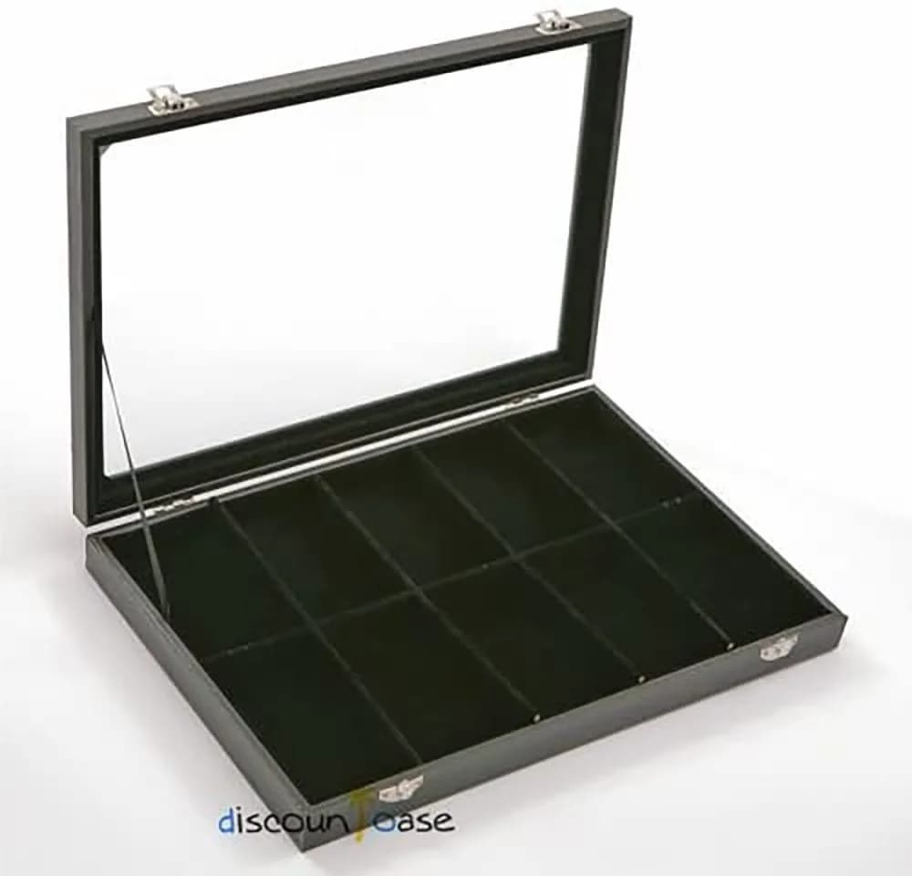 Sinoba Schmuckkasten Holz-Korpus Velours-Bezug Echtglas-Deckel - Bild 2