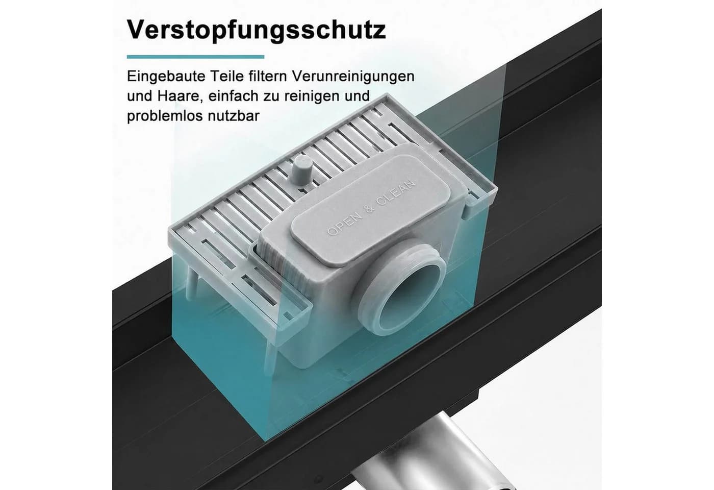SaniteModar Duschrinne Schwarz Befliesbar Edelstahl